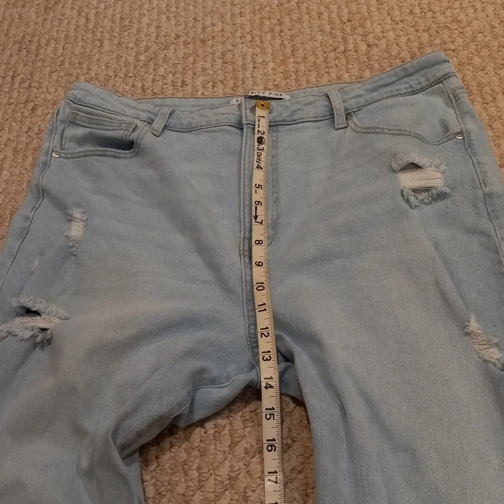 Women 19/34 Vintage Y2K Distressed Baggy Straight Leg Jeans Straight Leg Denim